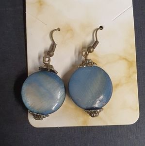 Blue stone dangle earrings